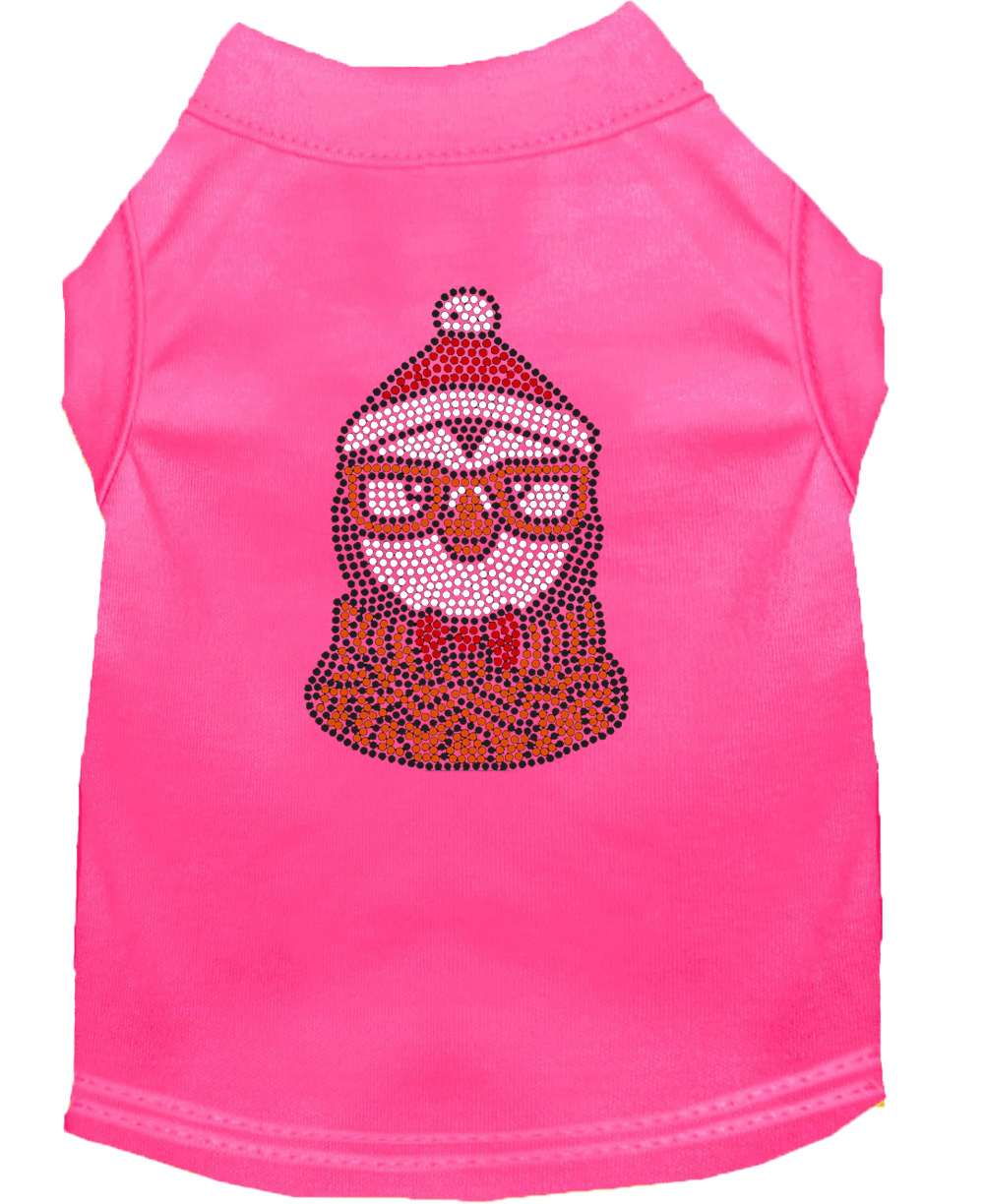 Hipster Penguin Rhinestone Dog Shirt Bright Pink Lg